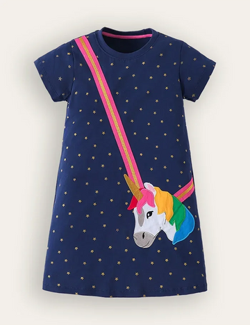Rainbow Unicon Appliqué Dress